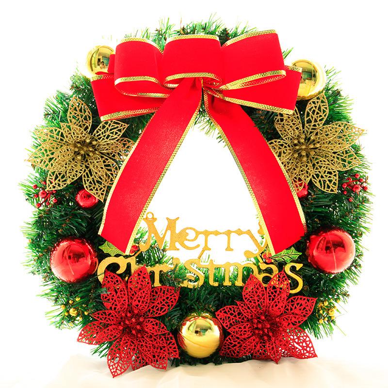 30CM Green Christmas Wreath Door Decoration - Festive Hanging Ornament