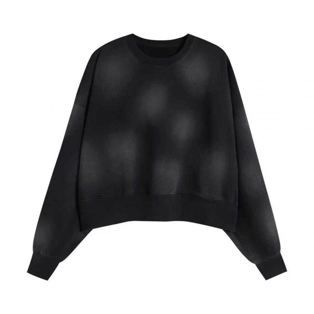 Heavyweight Vintage Spray-Painted Monkey Sweatshirt: Women's Cropped, Retro Drop Shoulder, European & American Hot Girl Casual Style