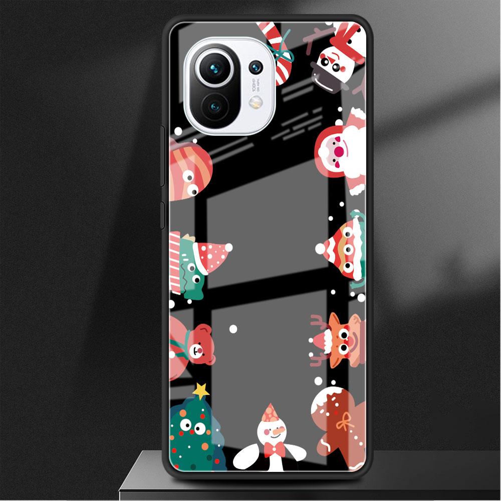 Стеклянный чехол для Xiaomi Poco X3 NFC 11 Lite 11T F3 M3 для Redmi Note 11 10 9 8 Pro 10S 9S 9A 9C Чехол для телефона Snow Merry Christmas