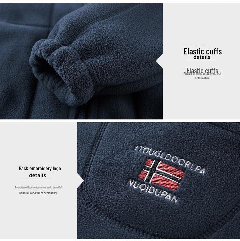 Мужская куртка из двухстороннего флиса осень/зима — плотная, теплая, повседневная, свободного кроя, большого размера