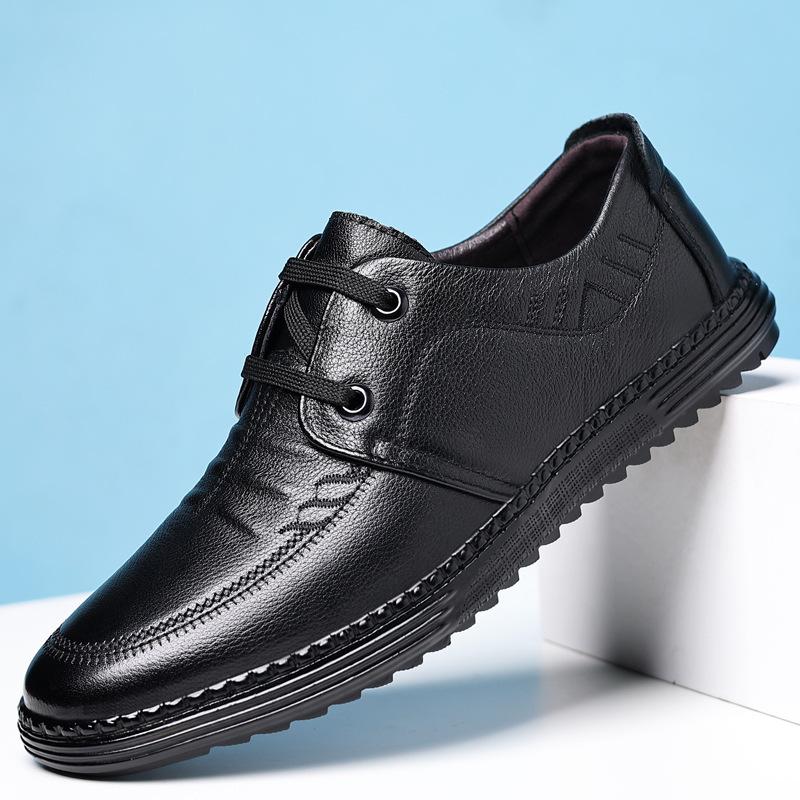 First layer cowhide men's shoes business casual shoes spring and summer breathable beef tendon sole genuine leather driving shoes men's leather shoes 