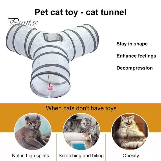 Tunnel Cat Toy Tshaped Sshaped Yshaped Straight Collapsible Interactive Pet Tunnel With Play Ball Easy Fold Carry Indoor Playhouse Maze For Cats