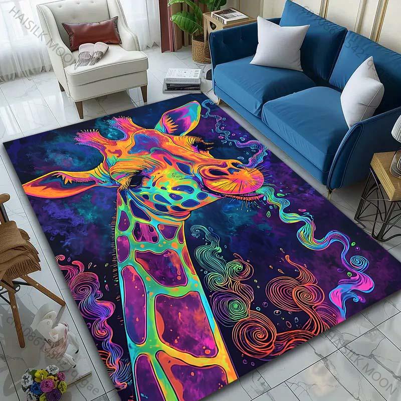 1PC Colorful artistic giraffe image Print Carpet Rug for Living Room Bedroom Sofa Doormat Home Decor Non-slip Floor Mat
