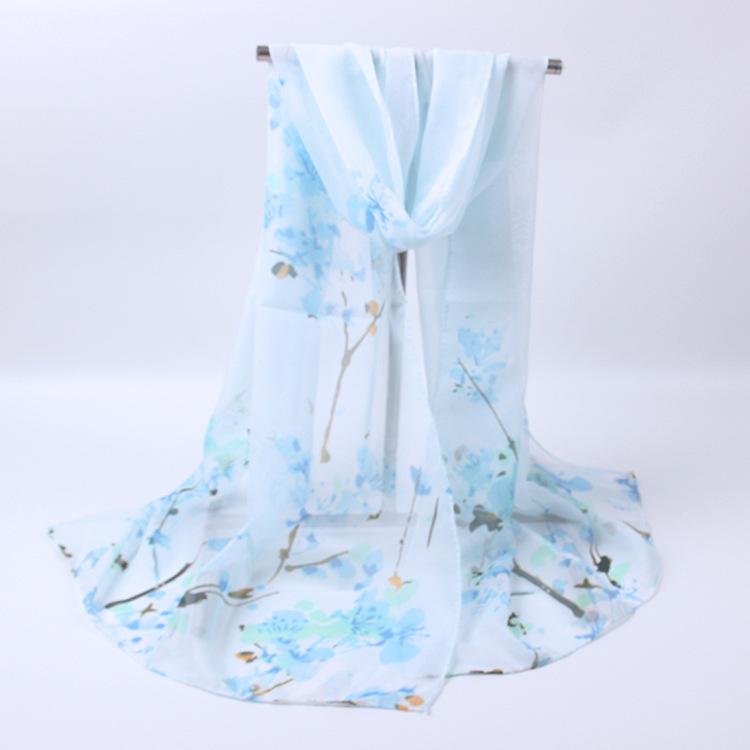 Silk Scarf For Women In Summer Fashionable Shawl Thin And Versatile Spring And Autumn Sand Scarf Long Chiffon Small Strip Scarf