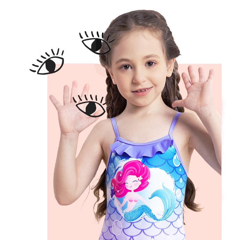 Купальник-халтер с оборкой и принтом «Русалочий хвост» для девочек (2025)