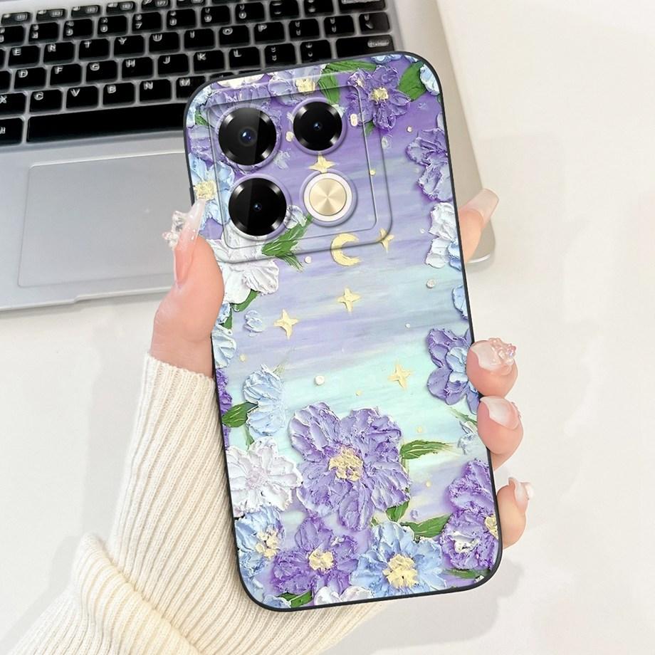 Soft TPU Candy Silicone Phone Case For Infinix Note 40 Pro Plus Note 40 4G 5G Back Cover Note40 4G Bumper Flower Girl Fashion