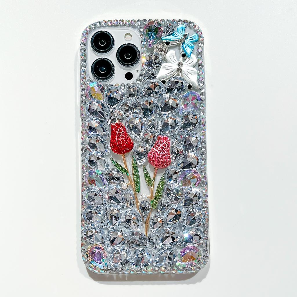 Tulip Diamond Is Suitable for Apple IPhone16ProMax Luxury Anti-fall 15ProMax All-inclusive 14 Mobile Phone Case