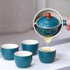 Portable Chinese Gongfu Kung Fu Tea Set 360 Rotating Teapot Ceramic Tea Maker Infuser Wooden Handle Pot Cup for Home Office