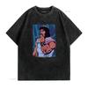 Retro Cartoon Classic Wrestler Print Casual Streetwear T Shirt vintage Washed Breathable Stylish streetwear Comfortable