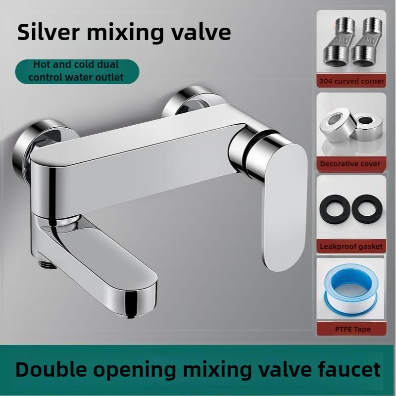 Wall Mounted 304 Stainless Steel Mixer Tap Hot And Cold Bathroom Mixing Valve Bath Shower Set Faucet Brass Bathtub Mixer