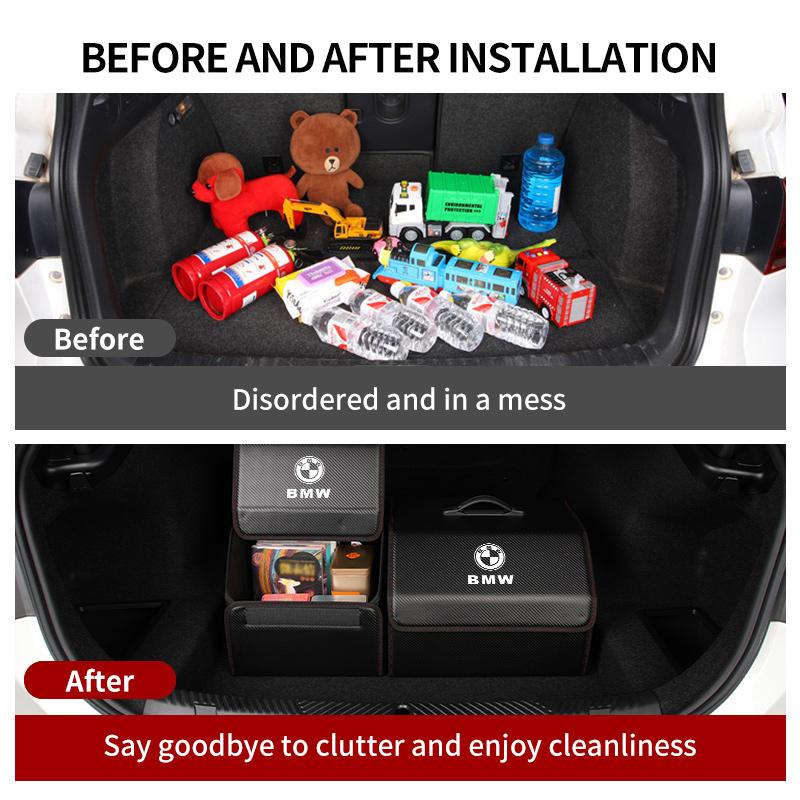 SHEJ3 Big Capacity Car Storage Box Trunk Organizer Durable Collapsible For BMW Performance X1 M3 M6 F01 F02 E34 E36 E60 F10 F20 X6