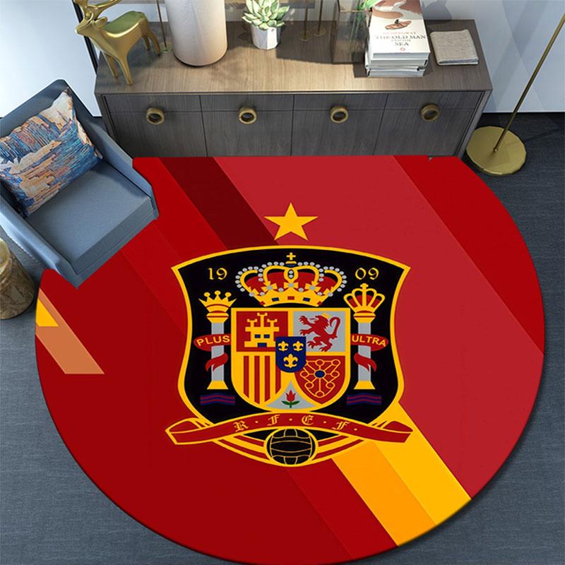 Spain National Football Team pattern round rug,Carpet Rug for Living Room Bedroom Playroom ,Non-slip Floor Mat,Holiday Gifts and Birthday Gifts.