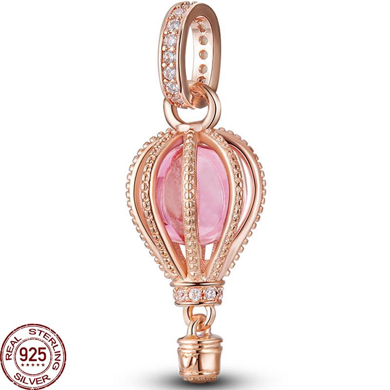 Красочные воздушные шары бусины для женщин 925 серебряный самолет дом подвеска браслет ожерелье DIY ювелирные изделия маркировка