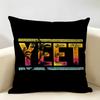 Funny Slogan Text YEET Cushion Cover Durable Hypoallergenic Organic Linen Short Pillow Cover Washable