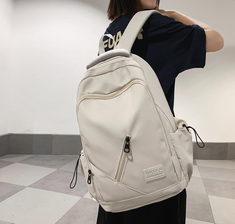 Male Solid Color Backpack Student Schoolbag Large Capacity Female Backpack