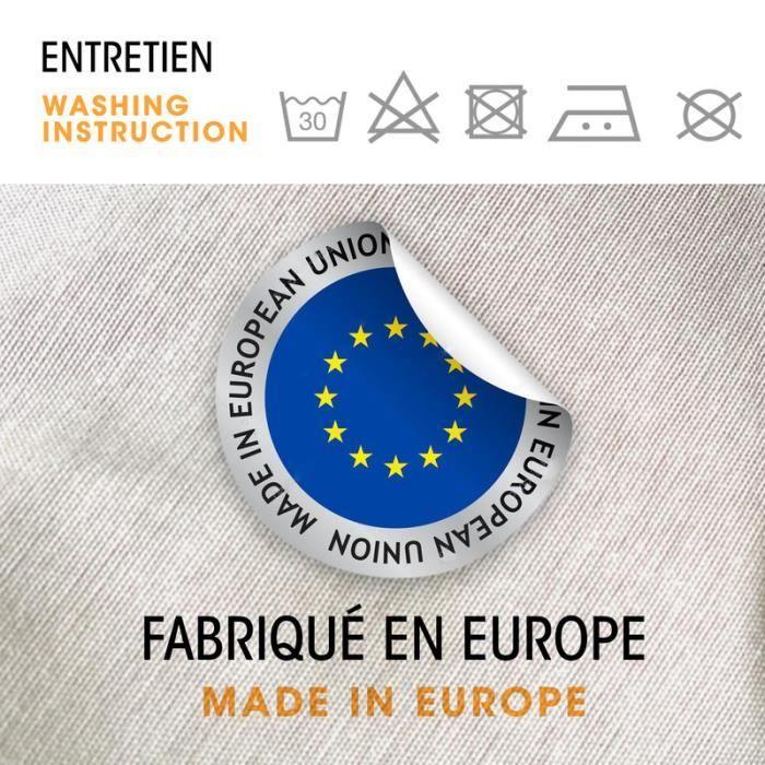 Cache sommier - dahlica - 150x190 cm - gris - 4 côtés de 30 cm - qualité hôtelière