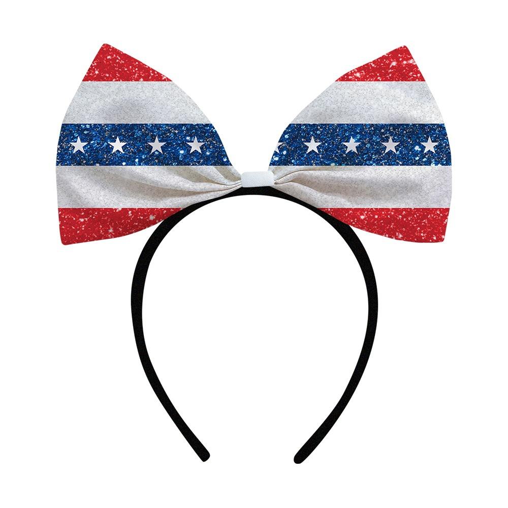 4th of July Patriotic Bow Headbands Red White Blue American Flag Star Hairbands for Women USA Independence Day Party Decorations