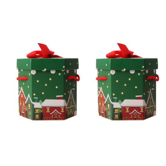 2 шт., подарочная коробка для рождественской вечеринки с портативной веревкой, праздничная конфета, печенье, рождественский подарок, бумажная коробка, упаковочные принадлежности для Рождества