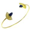 [Q1465] - Golden Blue 'Boho' Handcrafted Bracelet (fan) - 62 Mm 15x12 Mm