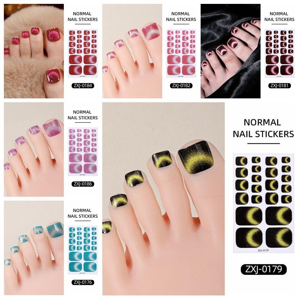 6Sheets Shimmering Glitter Toenail Stickers Colorful Toe Nail Sticker  Summer Use