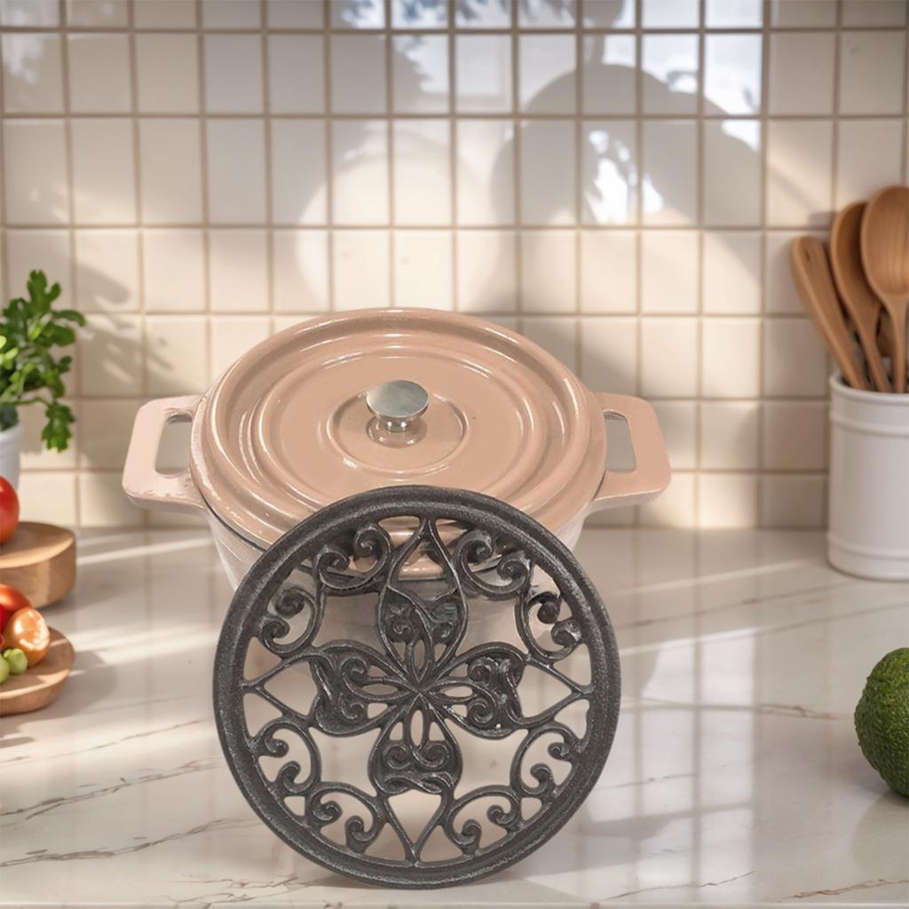 Чугунная подставка для горячей посуды и кастрюль с цветочным узором, теплоизоляционная подставка для обеденного стола, украшение кухни