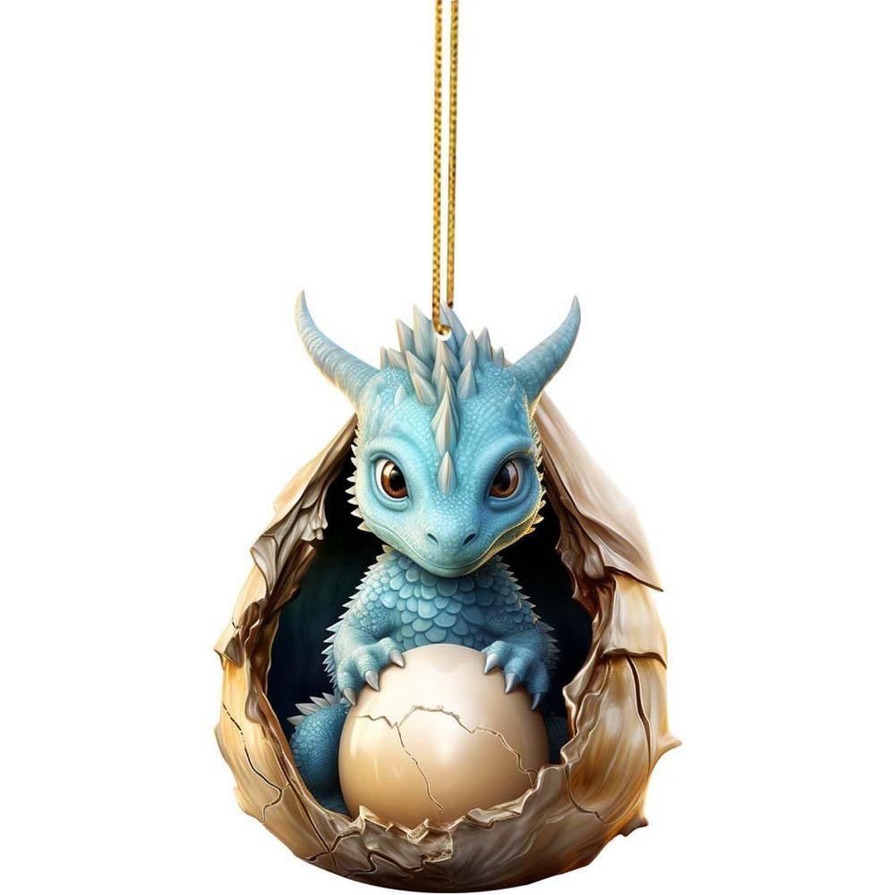 2D Christmas Dragon Pendant Dragon Egg Acrylic Dragon Pendant Dragon Baby Egg Ornament  Home
