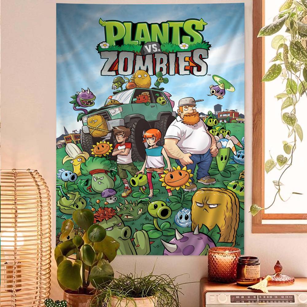 Classic Game PPlants Vs ZZombies Tapestry Wall Hanging Cheap Hippie Wall Hanging Bohemian Wall Tapestries