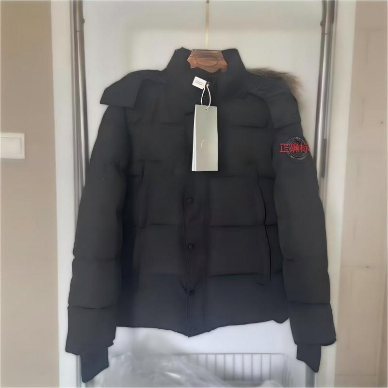 Mens Thick Winter Cotton Puffer Jacket With Detachable Wolf Fur Trim Hood Loose Fit Daily Wear