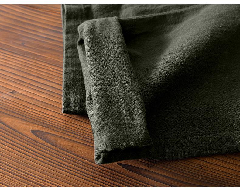 Men's L8223 Drawstring Elastic Waist Casual Cotton Linen Pants - Straight Leg, Loose Fit, Long Ramie.