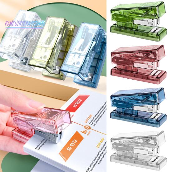 Stapler Transparent Labor-saving Flexible with Staples Book Order Plastic Mini Size Binder Desktop Stapler School Supplies