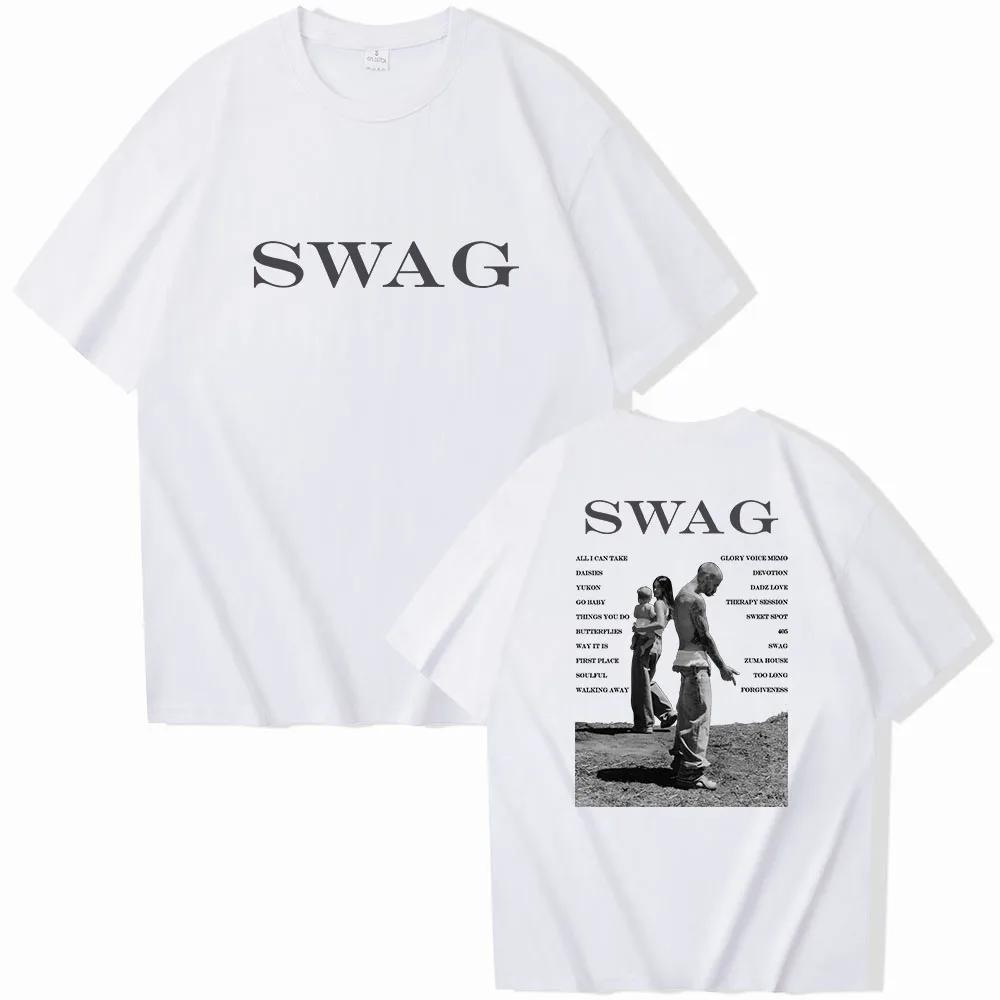 2026 Лето Бибер SWAG 2025 Джастин Альбом Футболка 2-сторонняя Круглый вырез Короткий рукав Рубашки Подарок фанатам Хип-хоп Уличная одежда Мужская одежда