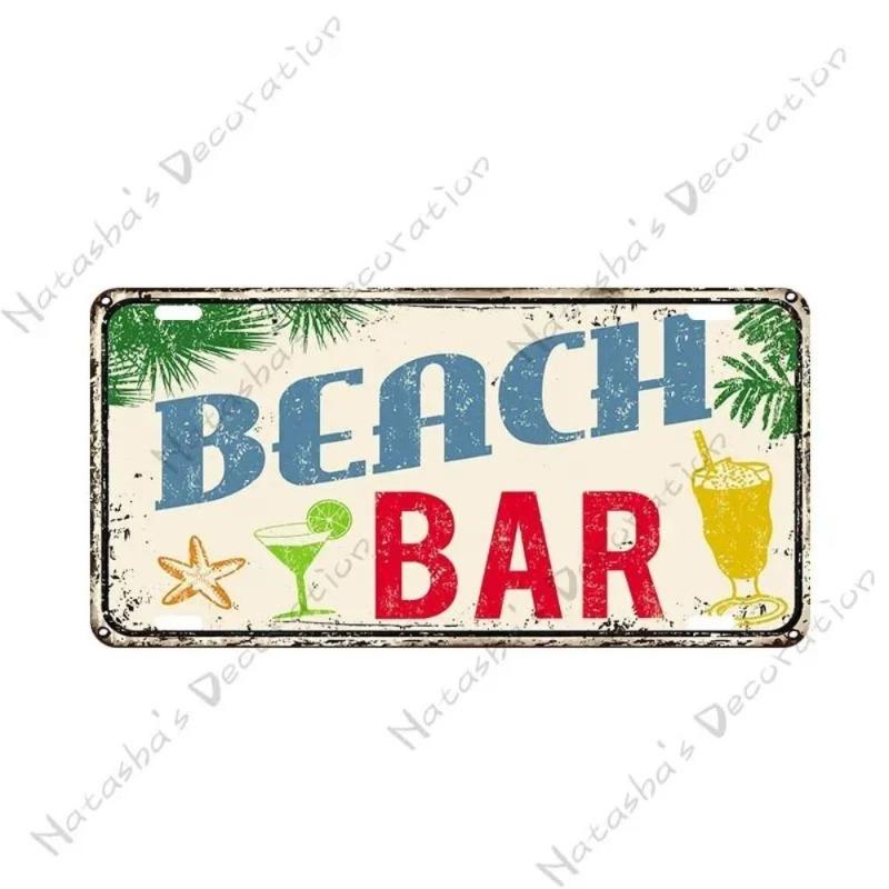 Beach Summer Surf License Plate, Metal Wall Decor 30x15cm
