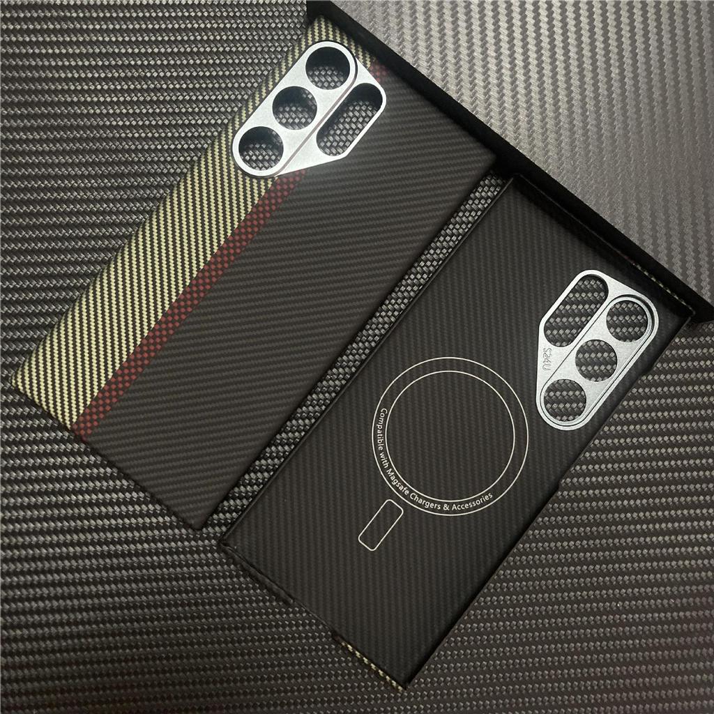 Подходит для Samsung S24U Кевларовый Чехол для Мобильного Телефона Арамидный Чехол для Мобильного Телефона Samsung S24ultra Магнитная Адсорбция