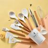 11-Piece Silicone Kitchen Utensil Set with Wooden Handles