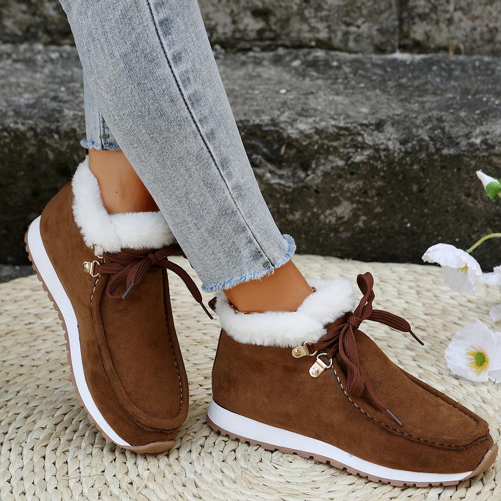 Зимние теплые ботинки для снега, уличные короткие хлопковые туфли на танкетке для женщин, классические ботильоны на шнуровке из бархата для женщин