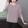 2023 Spring & Autumn Round Neck Long Sleeve Pullover Tops for Middle-Aged Women