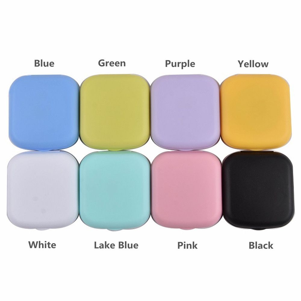 Easy Carry Travel Container Colorful Contact Lens Case Contact Lenses Box Mini Square with Mirror