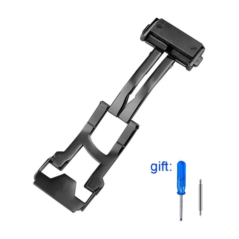 18 мм 22 мм Застежка из цельной нержавеющей стали С инструментами Серебристая Черная Подходит для часов Hublot Big Bang Мужские Силиконовый Кожаный Ремешок Пряжка