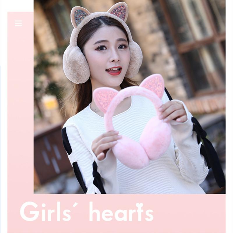 Cat Ears Shiny Earmuffs Plush Winter Cute Ear Warmer Earmuffs Earmuffs Cold-proof and Warm Earmuffs