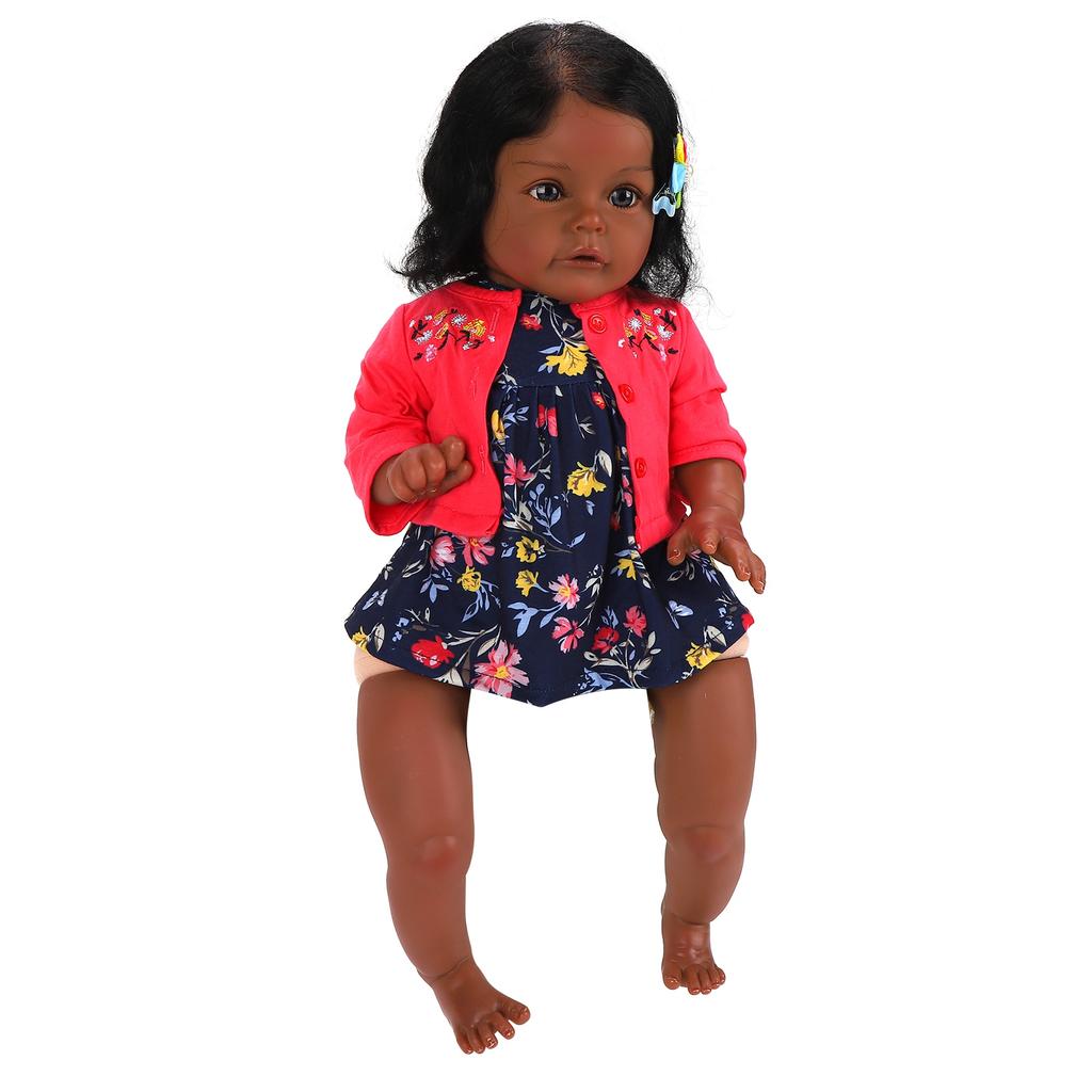 Reborn Toddler Dolls 23.6 Inch Cute African American Baby Dolls Toy Kid Birthday Gift