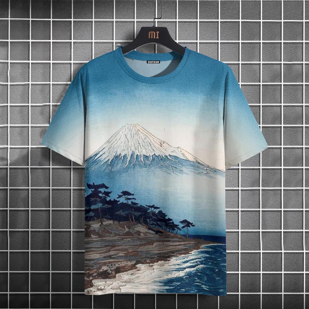 Мужская футболка в японском стиле с рисунком воина, футболки с принтом, повседневные свободные футболки с короткими рукавами, мужская одежда больших размеров, летние топы