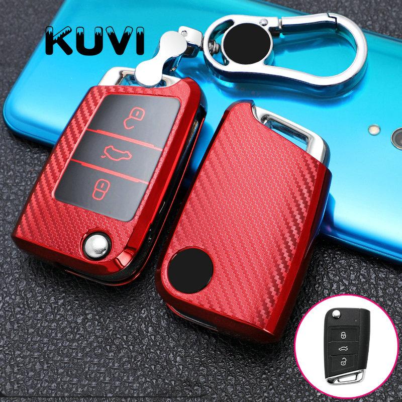 Чехол для ключей из ТПУ из углеродного волокна для VW Volkswagen Golf 7 MK7 Tiguan MK2 для SEAT Ateca Leon FR 2 Ibiza для Skoda Octavia A7