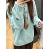 Half-open neck button sweater women's autumn and winter thickened warm large version meat cover long-sleeved age-reducing knitted bottoming top