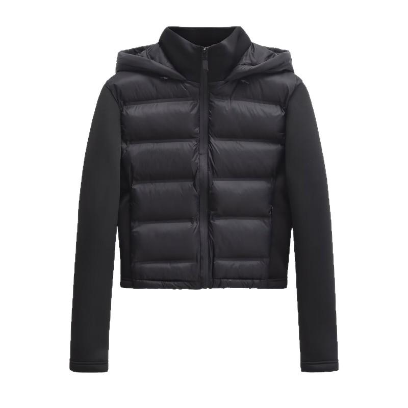 Womens Slim Fit Hooded Cotton Blend Jacket Short Length Street Style Outerwear Black