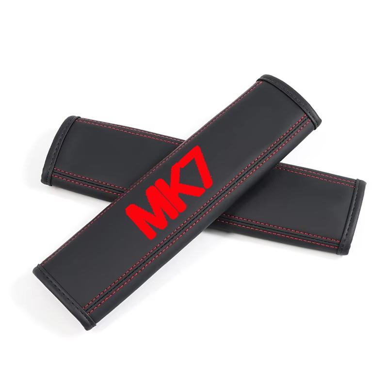 High Quality Car Seat Belt Protection Shoulder Pad Cover for Volkswagen MK7 Logo Top leather automotive Protection accessory