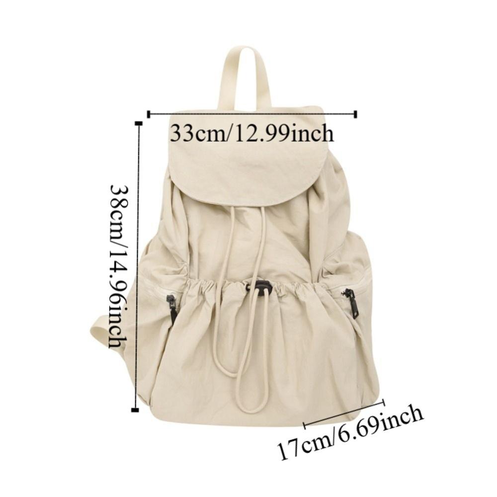 Lightweight Canvas Shoulder Bag Casual College Student Schoolbag Nylon Drawstring Backpack Travel