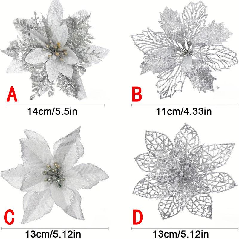 Handmade Christmas Tree Ornaments: Gold Powder Wreath & Flower Set
