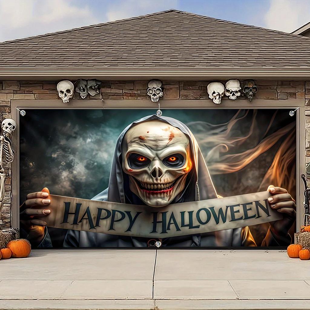 One bizarre Halloween Grim Reaper design - Halloween garage door banner, suitable for parties, weddings, etc.zyc