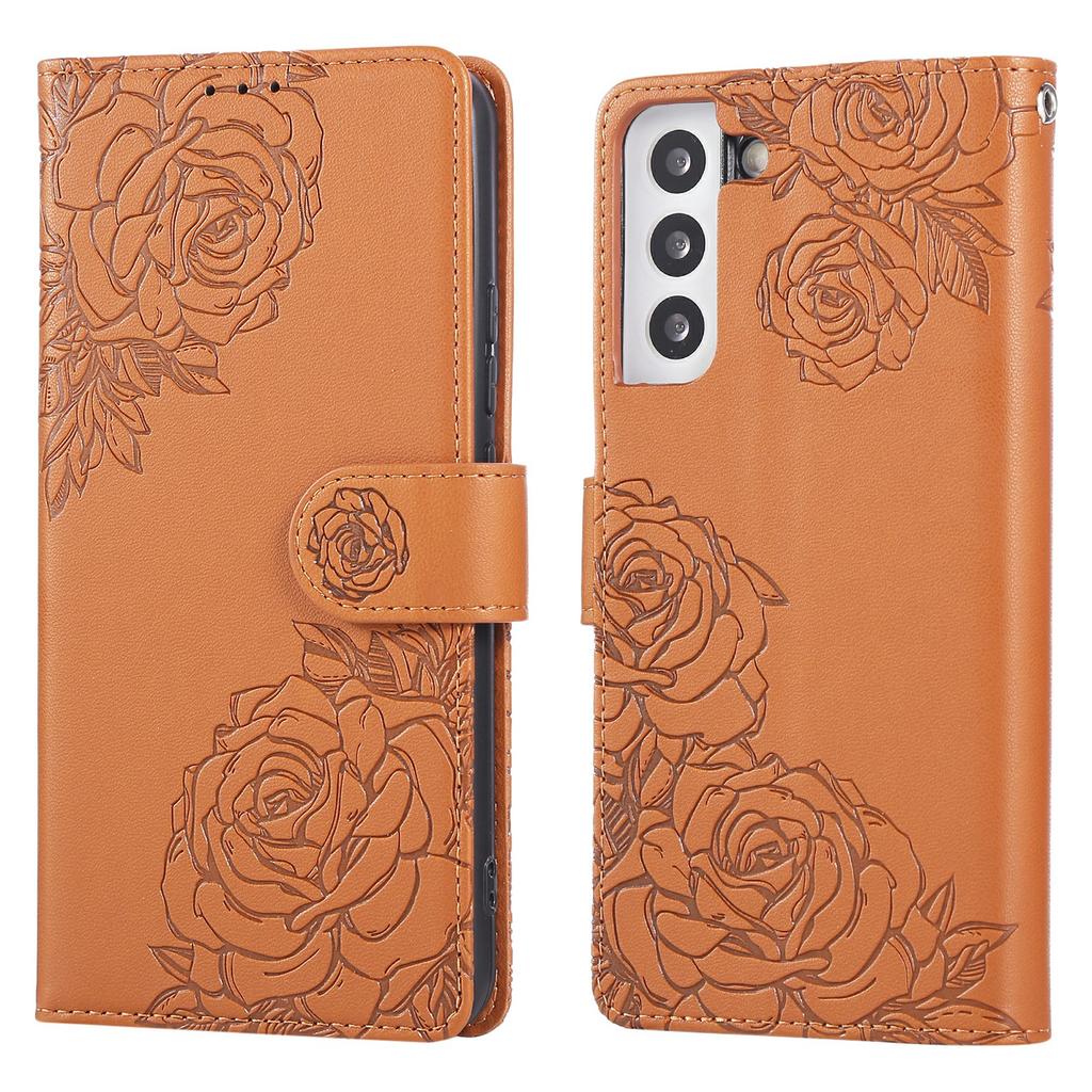 Чехол для Samsung Galaxy S22+ 5G в виде кошелька из искусственной кожи с рисунком розы и 3 отделениями для карт