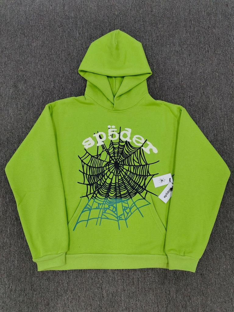 Мужская толстовка с принтом «Паутина» - Модная, свободного кроя, с плюшевой подкладкой